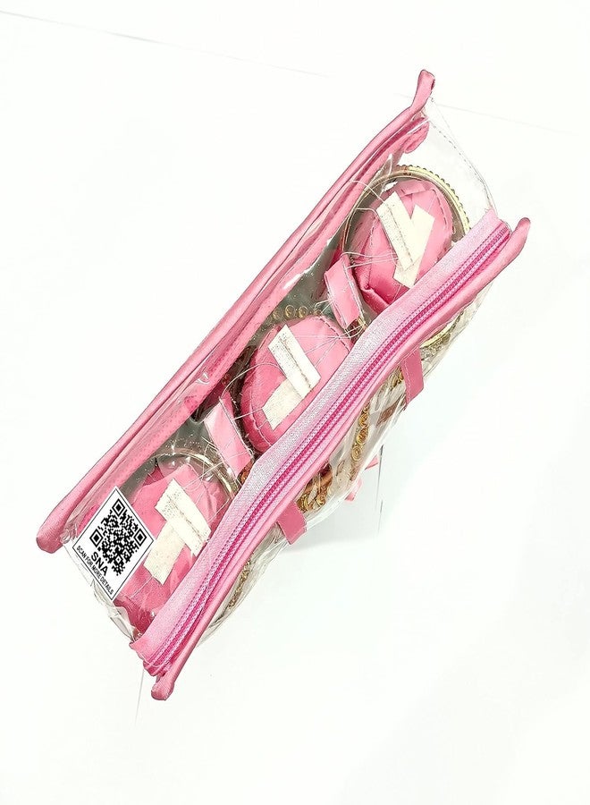 SNA 3 Rods Bangle Storage Vanity Case - Pink Jewelry Organizer with Makeup Kit Compartment - Image 3