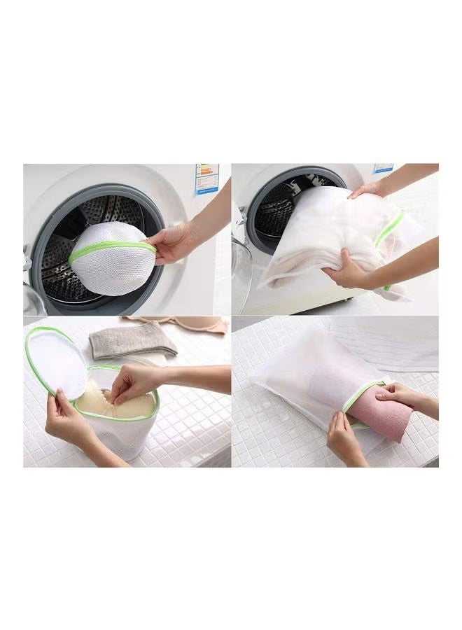 6-Piece Zipper Laundry Bags Set White/Green  - Image 2
