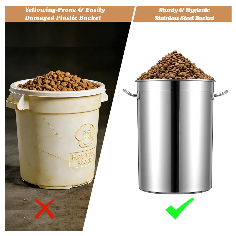 Maxdot 45 Lbs Stainless Steel Food Storage Container for Dog with Airtight Bamboo Lid Spoon & Wooden Claw Handle, Large Metal Pet Food Bin to Keep Fresh Easy Clean & Use for Dog Multiple Pet - Image 5