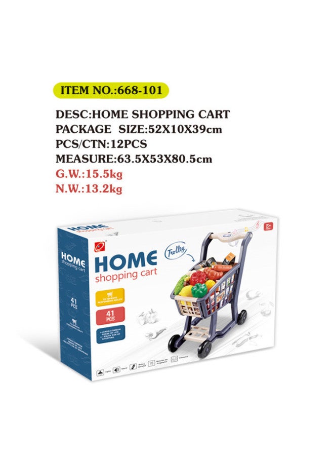 Children's Simulation Supermarket Shopping Cart Suit Light Music Supermarket Fruit And Vegetable Shopping Play House Toys-Color:668101 Supermarket Shopping Cart Suit (with Light, Music, 2 AA Tablets Without Electricity) 1.1kg  - Image 5