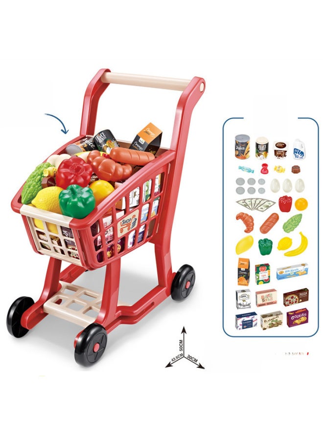 Children's Simulation Supermarket Shopping Cart Suit Light Music Supermarket Fruit And Vegetable Shopping Play House Toys-Color:668101 Supermarket Shopping Cart Suit (with Light, Music, 2 AA Tablets Without Electricity) 1.1kg  - Image 4