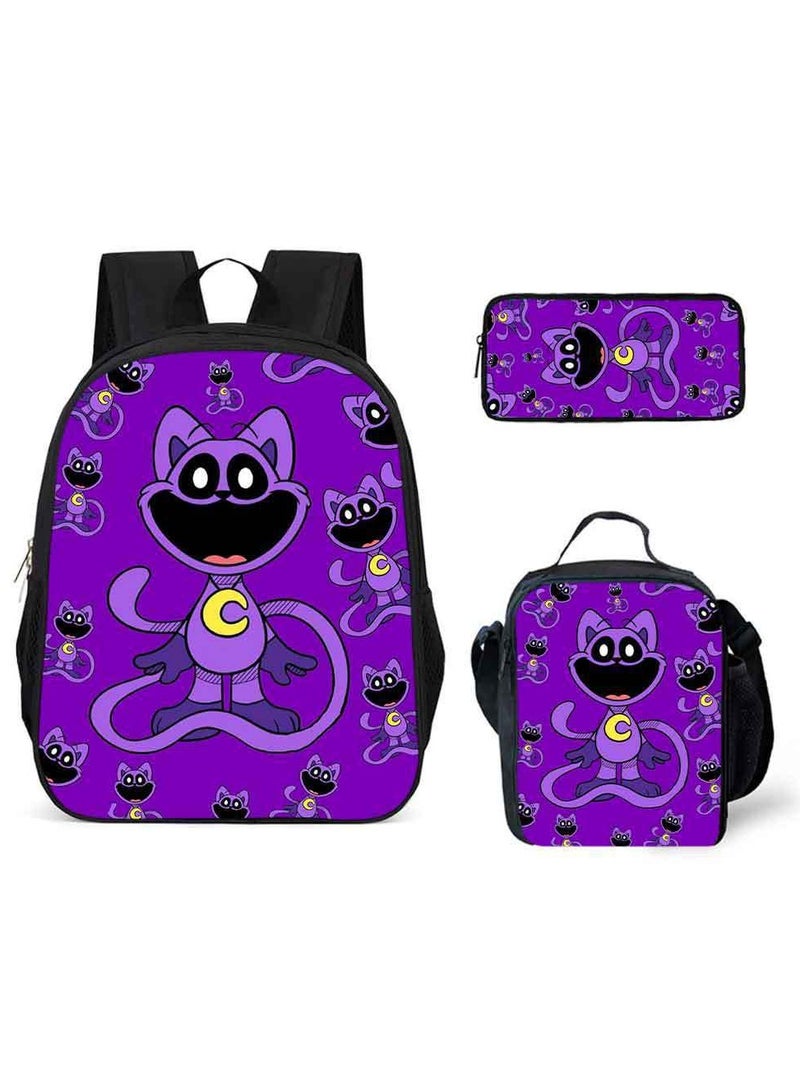 Smiling Schoolbag Three-Piece Set Cartoon Backpack Smiling Small Animals 29*42*16cm