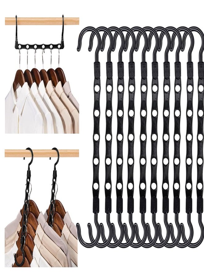 HAWAWA 10PCS Magic Hangers, Space Saving Hangers, 6 Holes Sturdy Closet Hangers Hangers for Pants, Jean, Trouser, Scarf,Multiple Hangers for Wardrobe Apartment  Essentials, Black  - Image 1