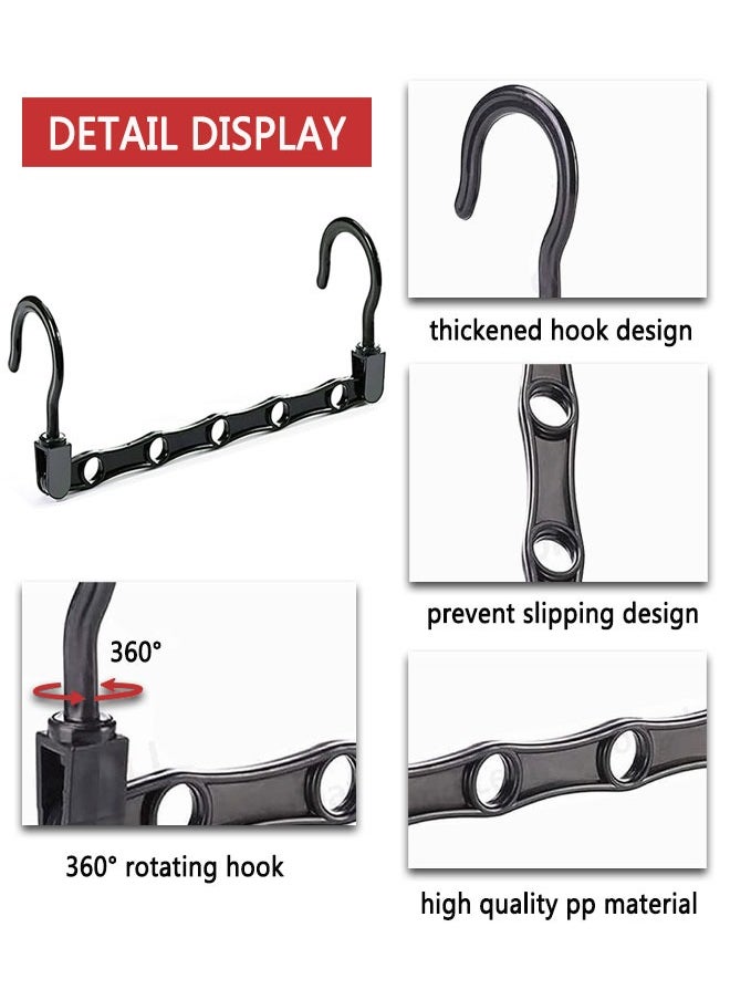 HAWAWA 10PCS Magic Hangers, Space Saving Hangers, 6 Holes Sturdy Closet Hangers Hangers for Pants, Jean, Trouser, Scarf,Multiple Hangers for Wardrobe Apartment  Essentials, Black  - Image 3