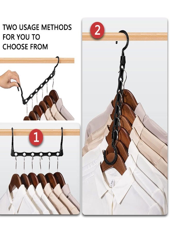 HAWAWA 10PCS Magic Hangers, Space Saving Hangers, 6 Holes Sturdy Closet Hangers Hangers for Pants, Jean, Trouser, Scarf,Multiple Hangers for Wardrobe Apartment  Essentials, Black  - Image 4