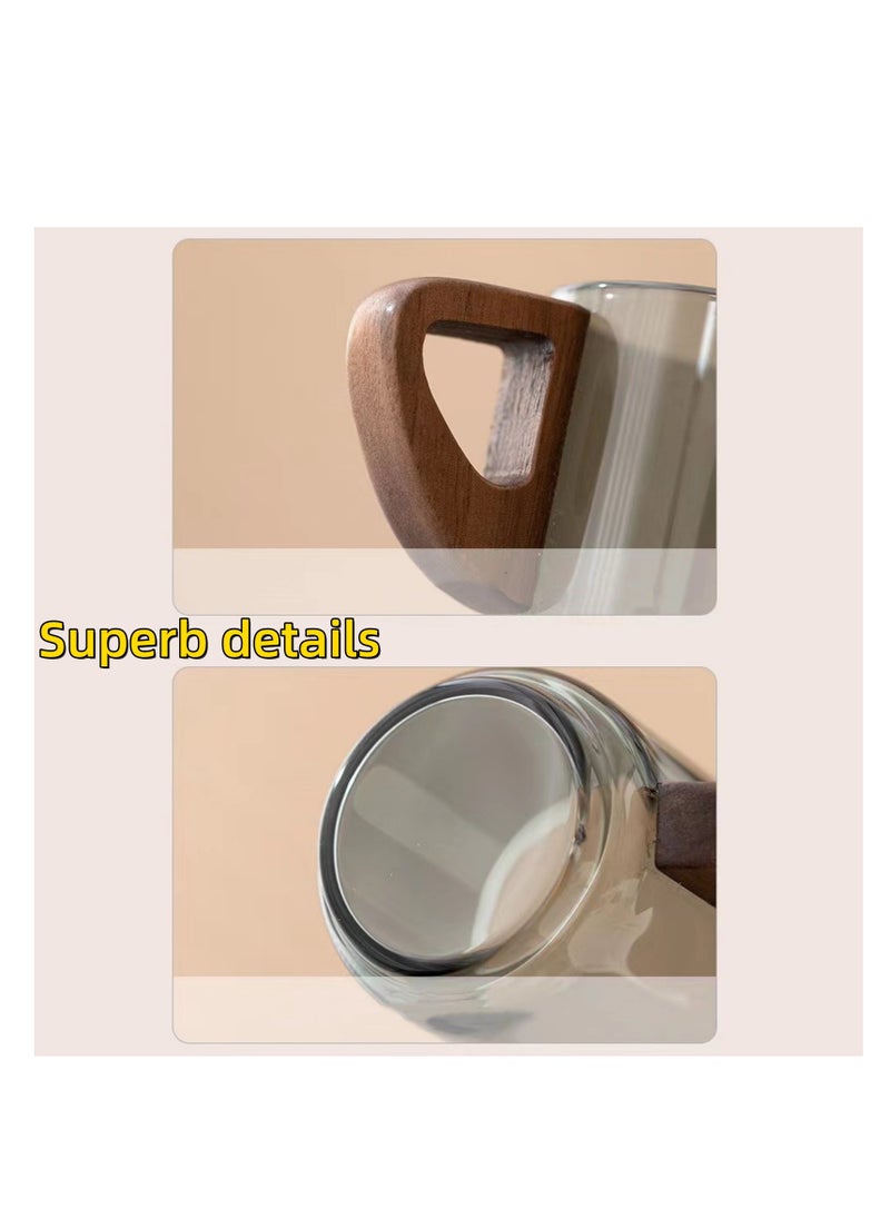 NOVOLAN - NOVOLAN Handmade Glass Small Teacup Coffee Cup with Heat-Resistant Handle Walnut Anti-Scalding Home Office Transparent Water Cup Stain-Resistant Withstands Rapid Temperature Changes 90ml, 2 Pack - Image 1