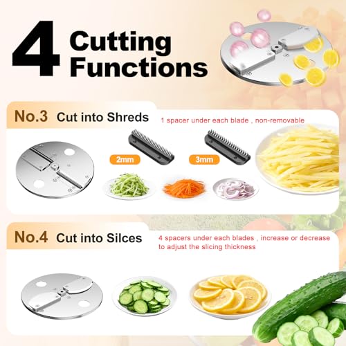 TERUISI 4-In-1 Electric Vegetable Chopper, 200W Vegetable Slicer Food Processor, Veggie Food Cutter With Slicing Shredding Dicing And Striping Function For Commercial Home Use - Image 3