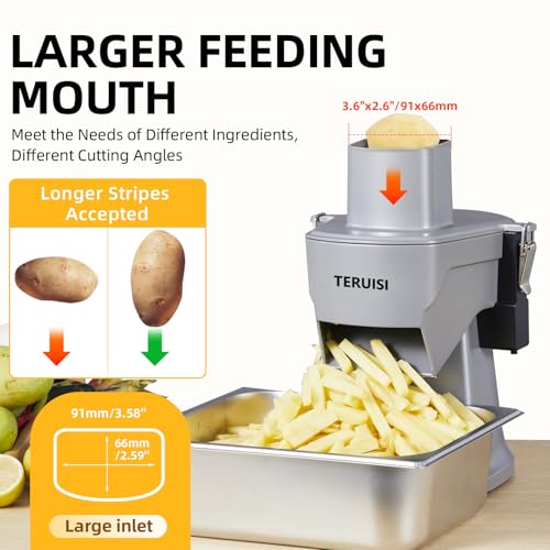 TERUISI 4-In-1 Electric Vegetable Chopper, 200W Vegetable Slicer Food Processor, Veggie Food Cutter With Slicing Shredding Dicing And Striping Function For Commercial Home Use - Image 4