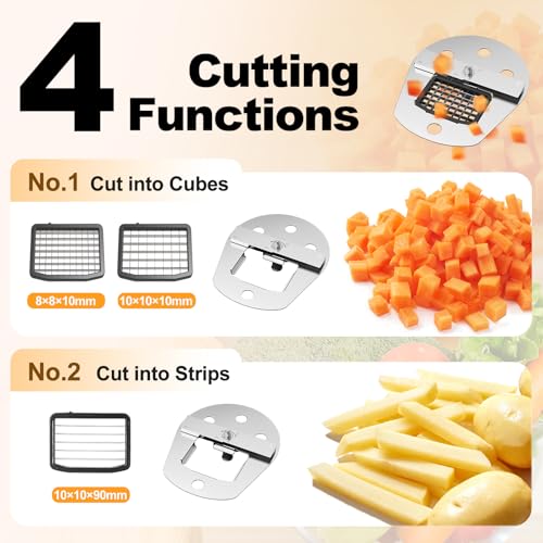 TERUISI 4-In-1 Electric Vegetable Chopper, 200W Vegetable Slicer Food Processor, Veggie Food Cutter With Slicing Shredding Dicing And Striping Function For Commercial Home Use - Image 2