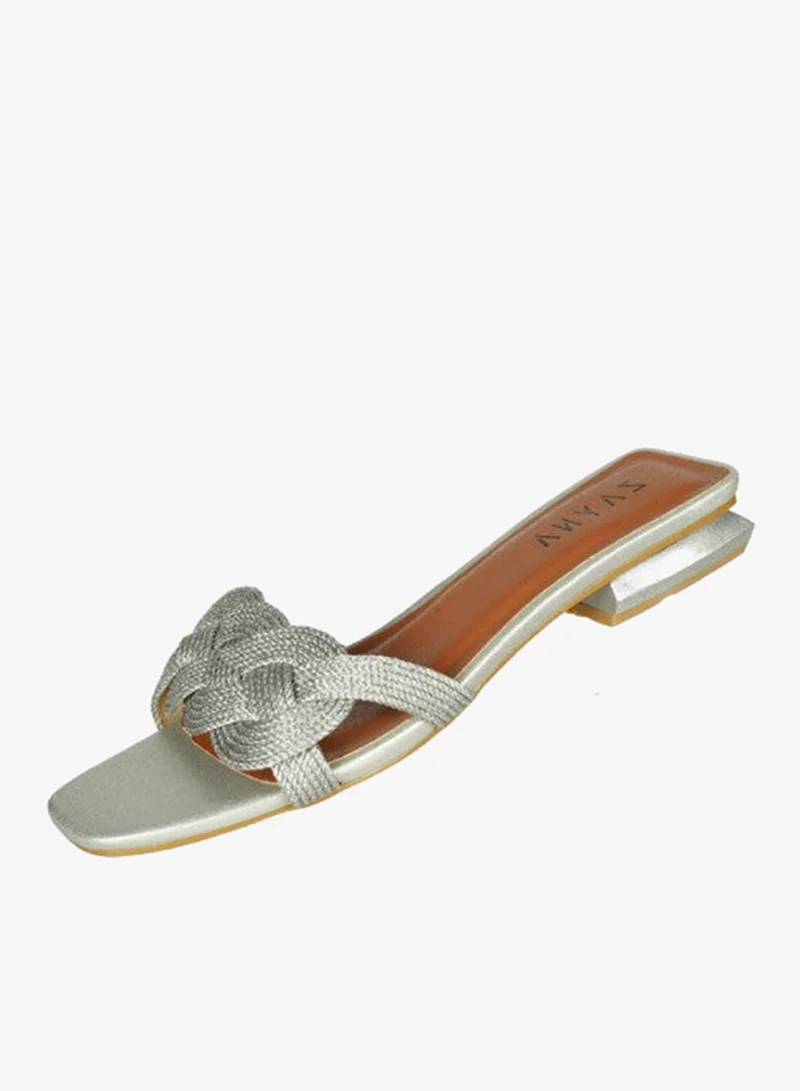 Zayna Silver 221-24 Zayna Ladies  Square Toe  Sliders YH-045 Silver for Women | Best Price UAE