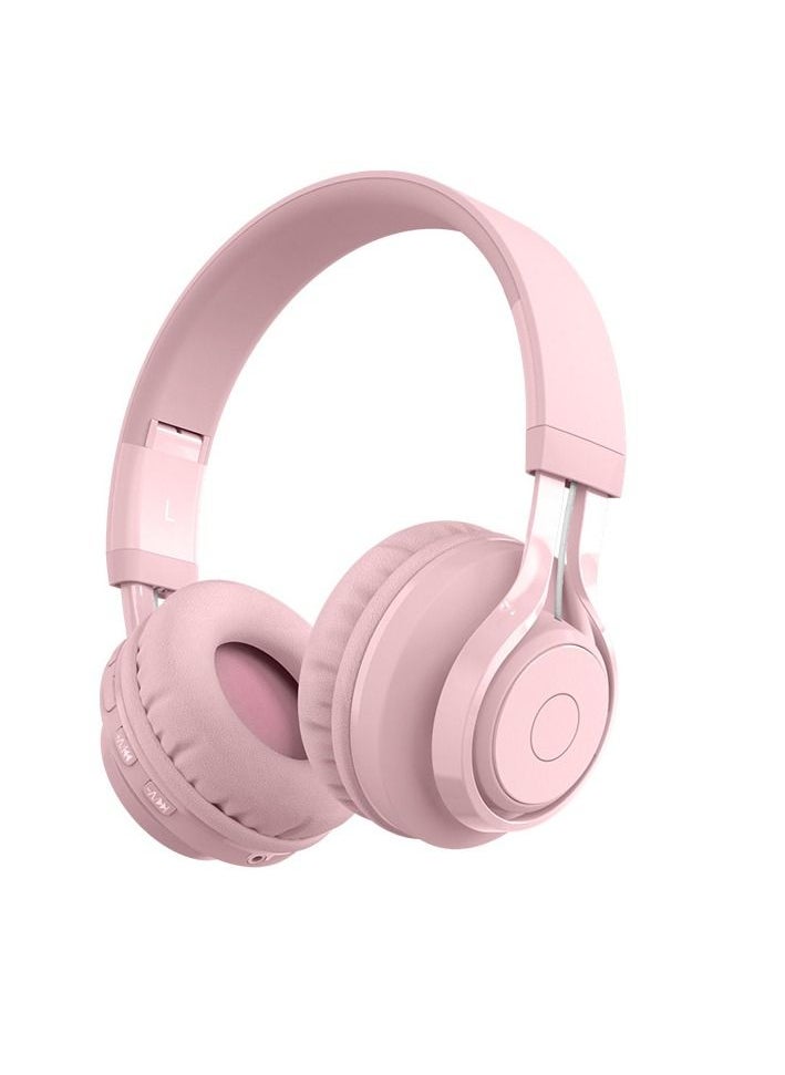 M MIAOYAN M MIAOYAN new BT06C head-mounted Bluetooth headset wired and wireless dual-mode light-emitting music headset male and female high-quality high-quality high-value headset (pink)  - Image 1