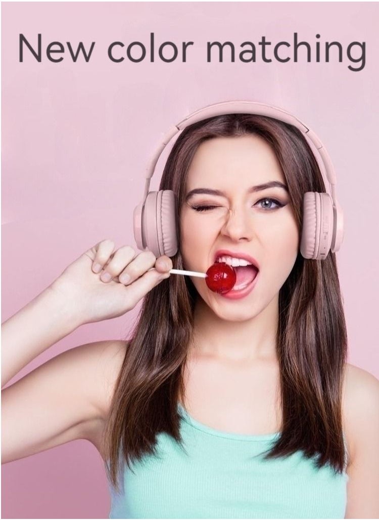 M MIAOYAN M MIAOYAN new BT06C head-mounted Bluetooth headset wired and wireless dual-mode light-emitting music headset male and female high-quality high-quality high-value headset (pink)  - Image 2
