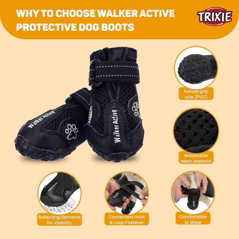 Trixie Walker Active Protective Boots for Dogs, Used for Pets with Wounds and Inflamed Joints, 4pcs, Black (L) - Image 3