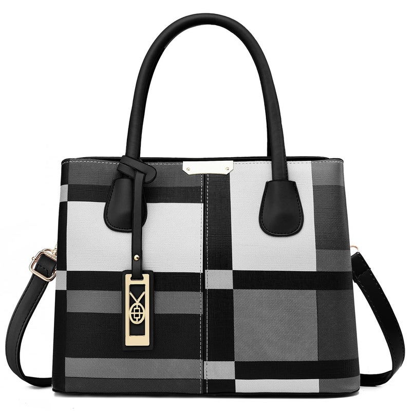 CHICAROUSAL Purses and Handbags for Women Leather Crossbody Bags Womens Tote Shoulder Bag Gezi Black Grey