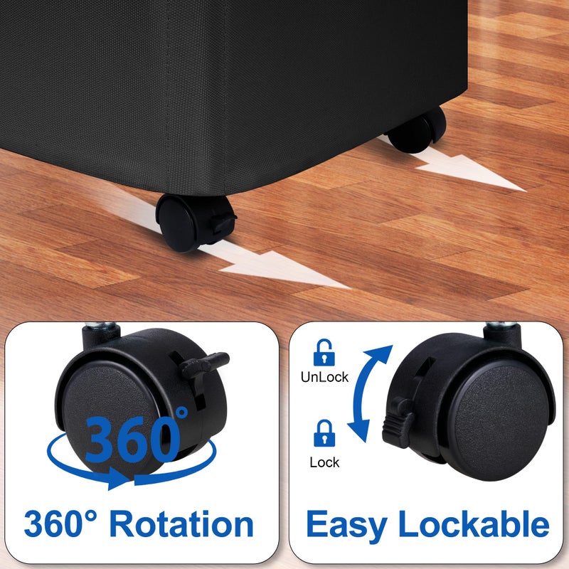 Vincona Slim Laundry Hamper with Lid and Wheels, Small Rolling Laundry Basket with Handle for Small Spaces, Tall Dirty Clothes Hampers for Dorm, Bathroom and Bedroom, 75L Black - Image 4