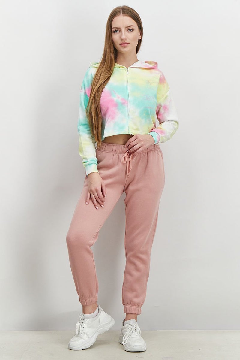 XOXO هودي ملون بأكمام طويلة مناسب للنساء بتصميم تيل داي - Image 2