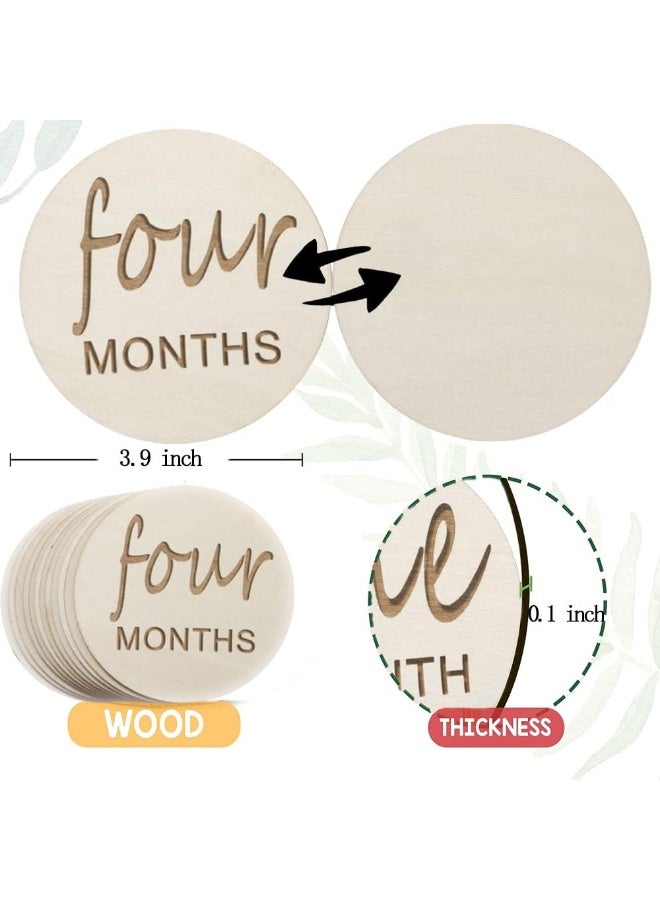Wooden Baby Monthly Milestones for Newborn Baby,1-12 Months Baby Announcement Discs, Pregnancy Baby Shower Gifts (Wooden Milestone Discs) - Image 4