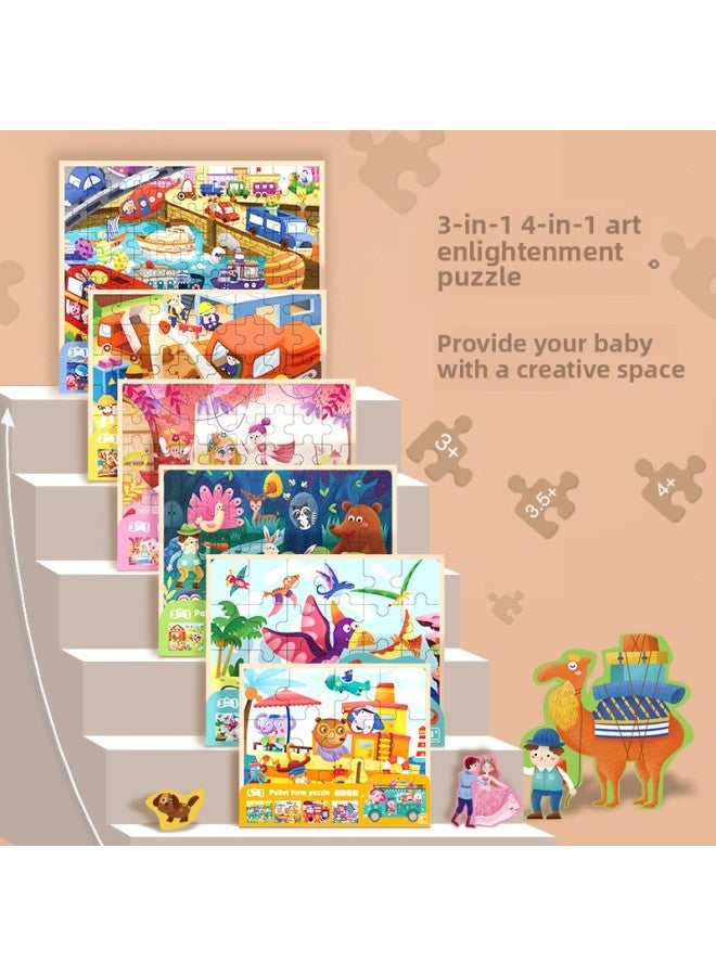 Wooden Boxed Dinosaur Animal Traffic Education Advanced Jigsaw Puzzle Children's Educational Early Education Wooden Toys-Color:Wooden Box Advanced Puzzle Vehicle (trumpet) - Image 3