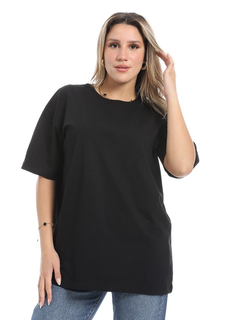 Andora Oversized Plain Cotton T-Shirt_ Black - Image 1