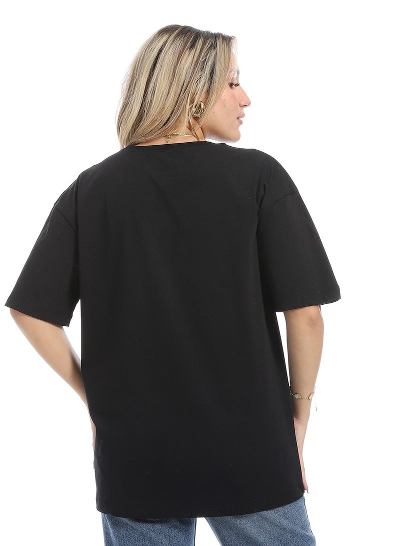 Andora Oversized Plain Cotton T-Shirt_ Black - Image 3