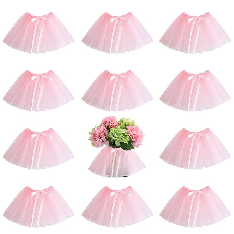 ZUYYON 12 Pcs Mini Tutu Table Skirt Wine Bottle Cover Tulle Tutu Table Skirt Decor Tutu Garland Tulle Table Centerpieces for Wedding Baby Shower Cake Dessert Birthday Party(Pink) - Image 1