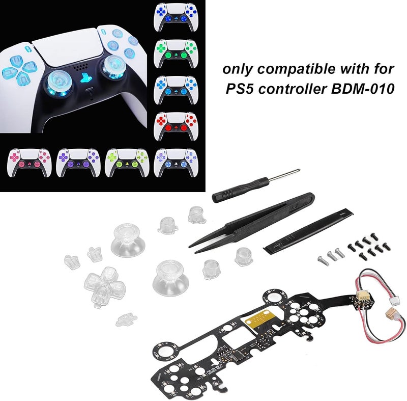 كلاراكو مجموعة أزرار D Pad الأمامية المضيئة، 8 ألوان متينة مريحة، 19 وضعًا، مزودة بإضاءة LED لـ PS5 - Image 3