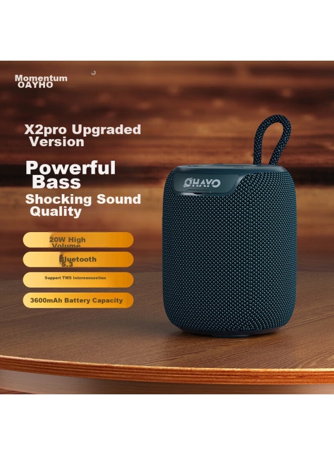 OHAYO مكبر صوت بلوتوث X2 بوق كبير 3D محيطي صوت عالي الطاقة حجم صوت قوي باس ثقيل للغاية خارجي مقاوم للماء محمول شخصي منزلي مدفع مصغر أزرق - Image 1