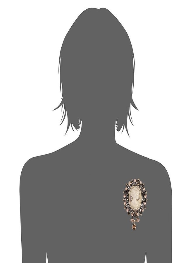 lureme Vintage Elegant Victorian Lady Beauty Cameo with Crystal Brooch Pin (br000017-1) - Image 4