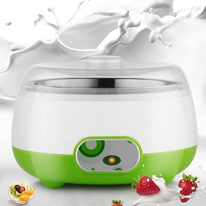 PORTABLE AUTOMATIC YOGURT MAKER WITH STAINLESS STEEL INNER CONTAINER LID EASY TO OPERATE HIGH TEMPERATURE RESISTANT ELECTRIC CURD MAKER MACHINE FOR HOME CAPACITY 1L