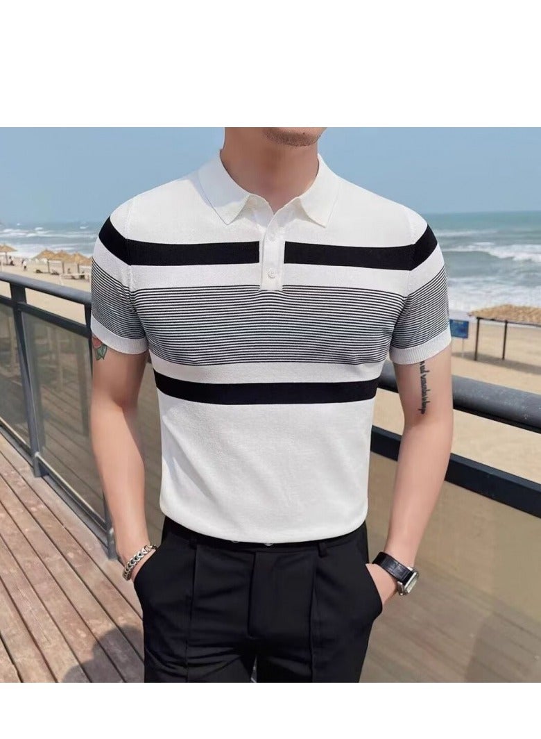 Men's Pure Cotton Short Sleeved T-shirt Casual POLO Shirt  - Image 1