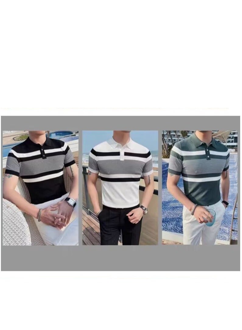 Men's Pure Cotton Short Sleeved T-shirt Casual POLO Shirt  - Image 4