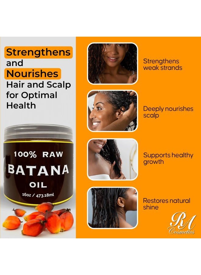 RA COSMETICS 100% Natural Unrefined Batana Hair Oil for Healthy Hair, 16 oz | Dr Sebi Batana Oil Hair Moisturizer for Damaged Hair Repair| Strengthening and Nourishing Hair Conditioner - Image 5