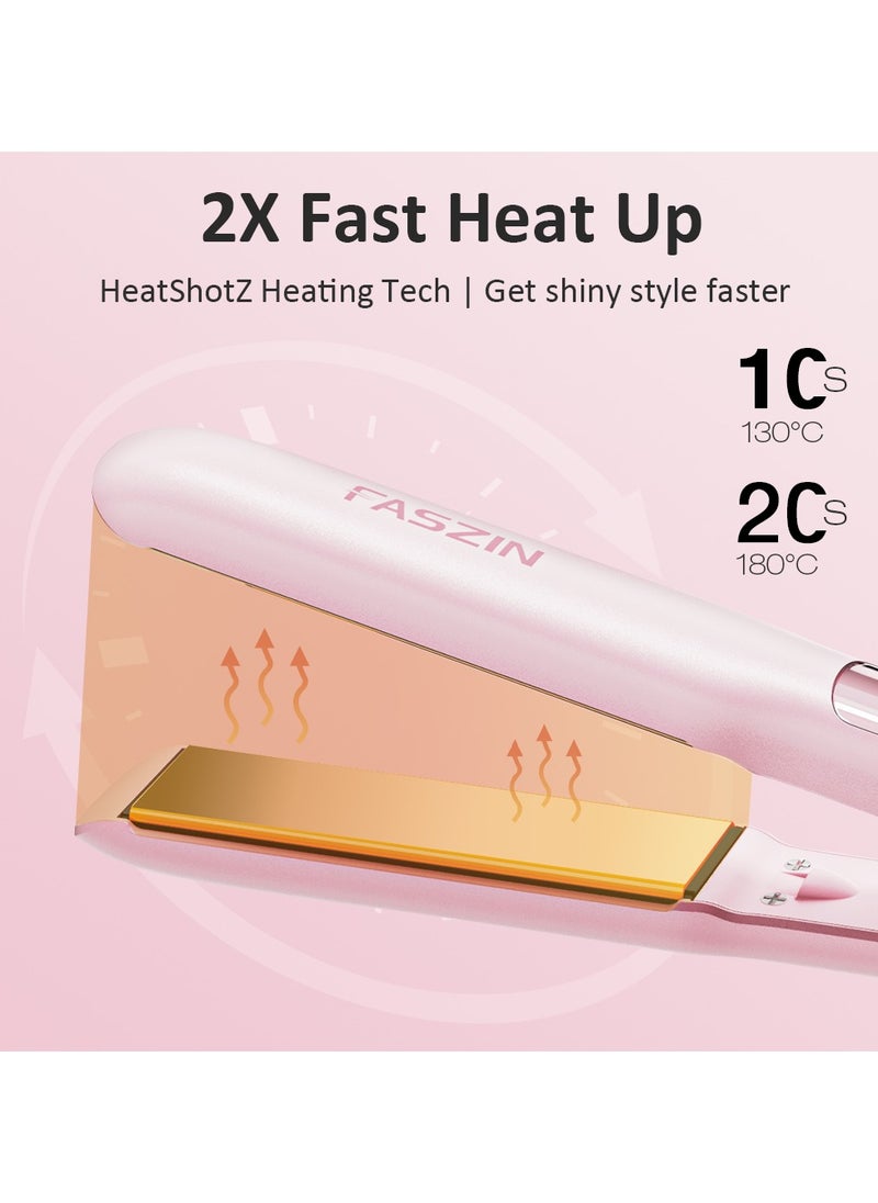 Faszin - Hair Straightener Professional Ionic Titanium Plate 20S Fast Heat Up Flat with Clear LED Display 2 in 1 Straightener and Curler Styling Tool - Image 1
