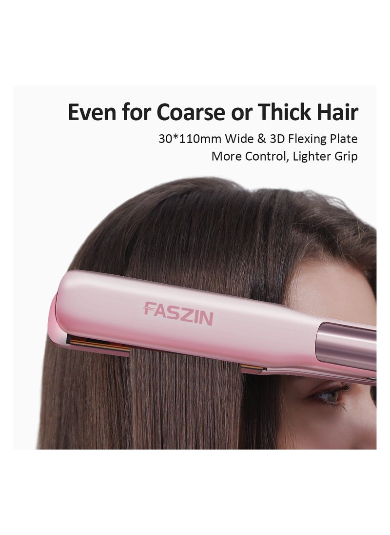 Faszin - Hair Straightener Professional Ionic Titanium Plate 20S Fast Heat Up Flat with Clear LED Display 2 in 1 Straightener and Curler Styling Tool - Image 1