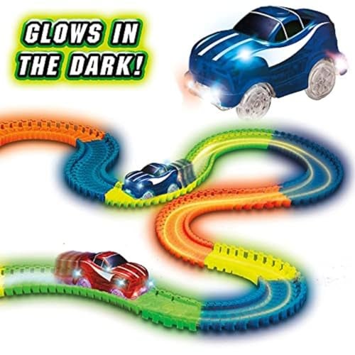 Ontel Magic Tracks 10 Foot Glow In The Dark Bendable Flexible Racetrack with LED Light-Up Race Car, Educational Playset Birthday Gift for Ages 3+ - Image 2