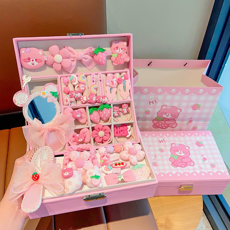 Children'S Hair Accessories Suit Gift Box Girls' Birthday Gift Hairpin Rubber Band Headdress Little Princess Cute Jewelry Box - Image 4