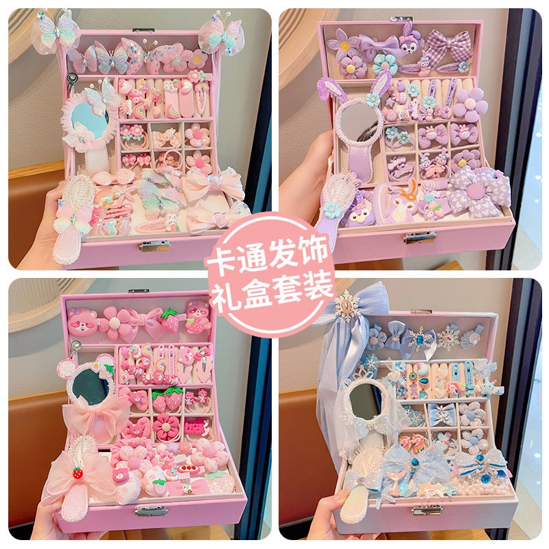 Children'S Hair Accessories Suit Gift Box Girls' Birthday Gift Hairpin Rubber Band Headdress Little Princess Cute Jewelry Box - Image 2