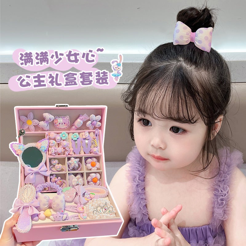 Children'S Hair Accessories Suit Gift Box Girls' Birthday Gift Hairpin Rubber Band Headdress Little Princess Cute Jewelry Box - Image 5