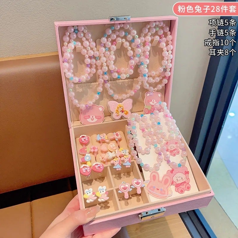 Children'S Hair Accessories Suit Gift Box Girls' Birthday Gift Hairpin Rubber Band Headdress Little Princess Cute Jewelry Box - Image 1