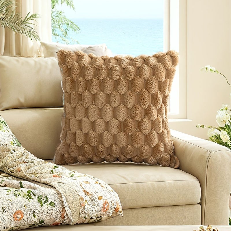 1pc Gray Geometric Pineapple Plush Pillow Cover 18 by 18 Inches for Living Room Bedroom Decoration Holiday Gift - Image 5
