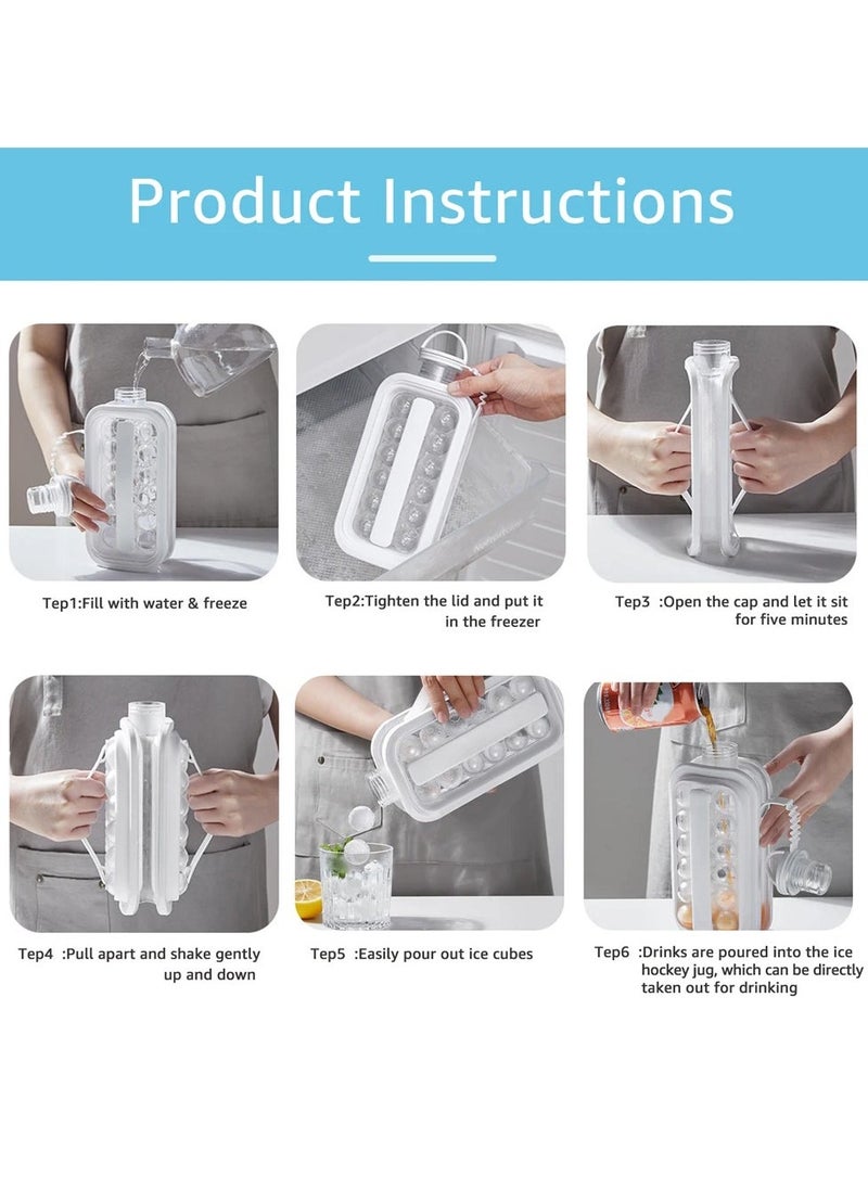 Portable Ice Hockey Maker, 2 in 1 Ice Cube Tray with 17 Grid Cooling Popsicle/Cube Molds for Coffee, Milk, Tea, Juice