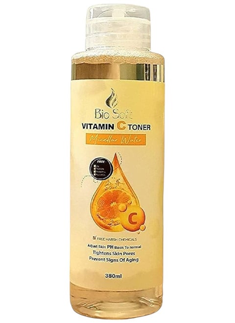 Bio Soft Vitamin C Micellar Toner – 380ml | Brightening & Deep Cleansing for All Skin Types