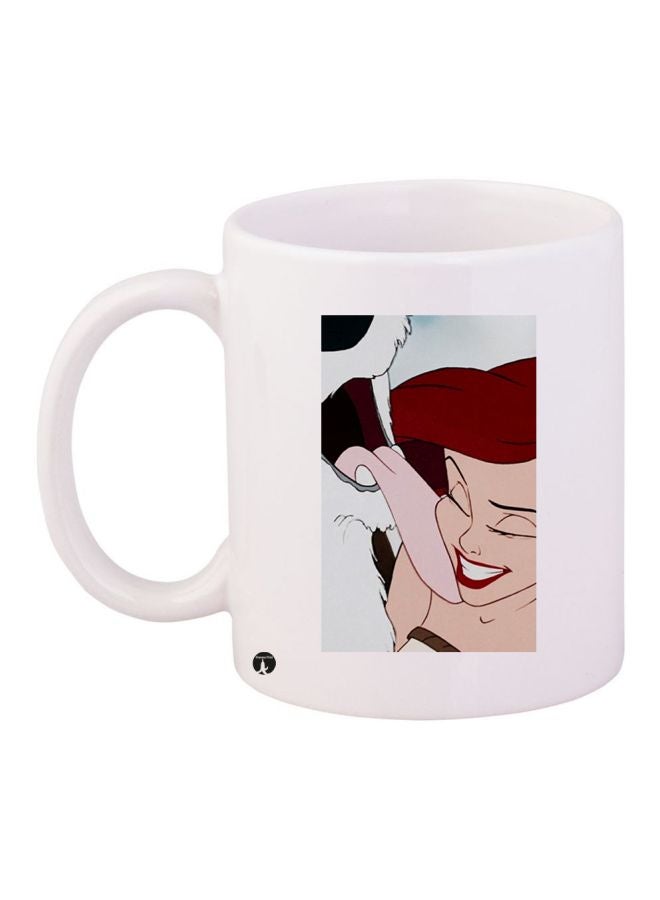 RYN Cartoon Girl Printed Coffee Mug White/Brown/Black 11ounce