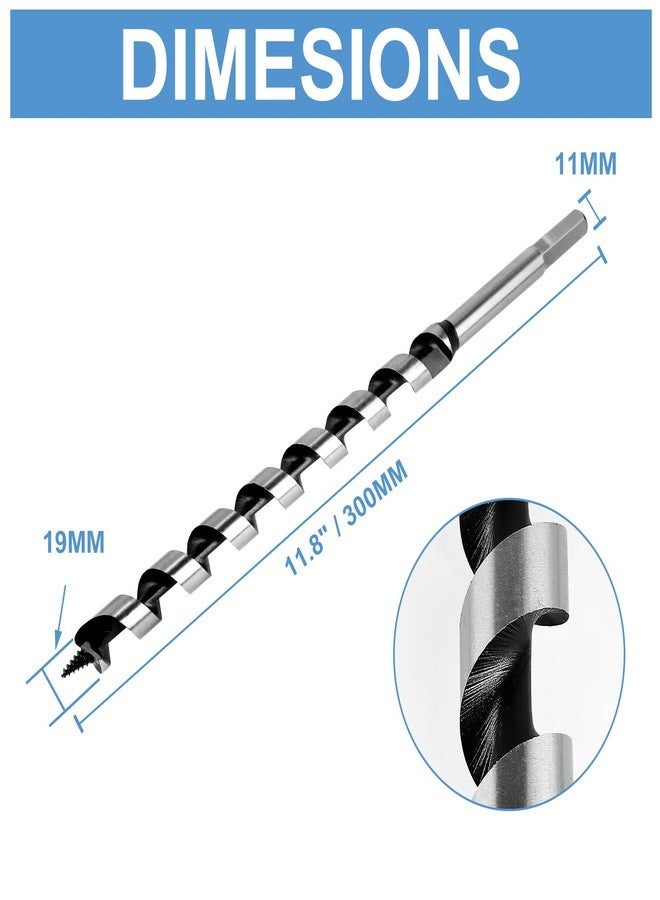 Masendelk Ship Auger Drill Bit 19 x 300mm (Approximate 3/4 x 12 Inch), Wood Auger Bit with 11mm Hex Shank - Image 5