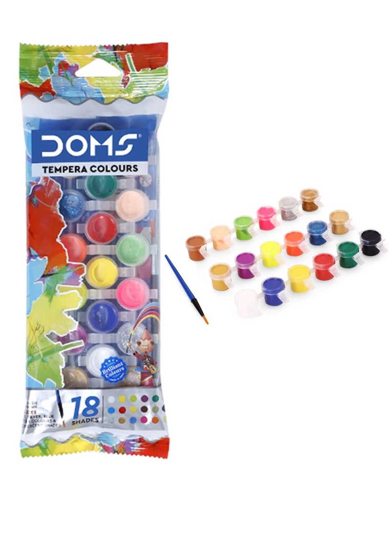 DOMS مجموعة طلاء تيمبرا مكونة من 18 لونًا مع فرشاة طلاء