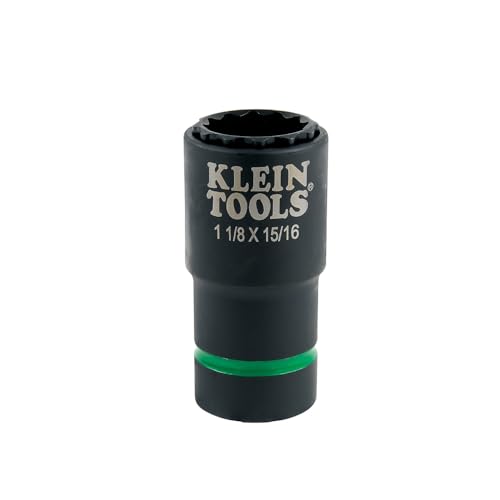 Klein Tools 66016 2in1 Impact Socket with 12Point Deep Sockets Coaxial Spring Loaded in 118 and 1516Inch Sizes - Image 1