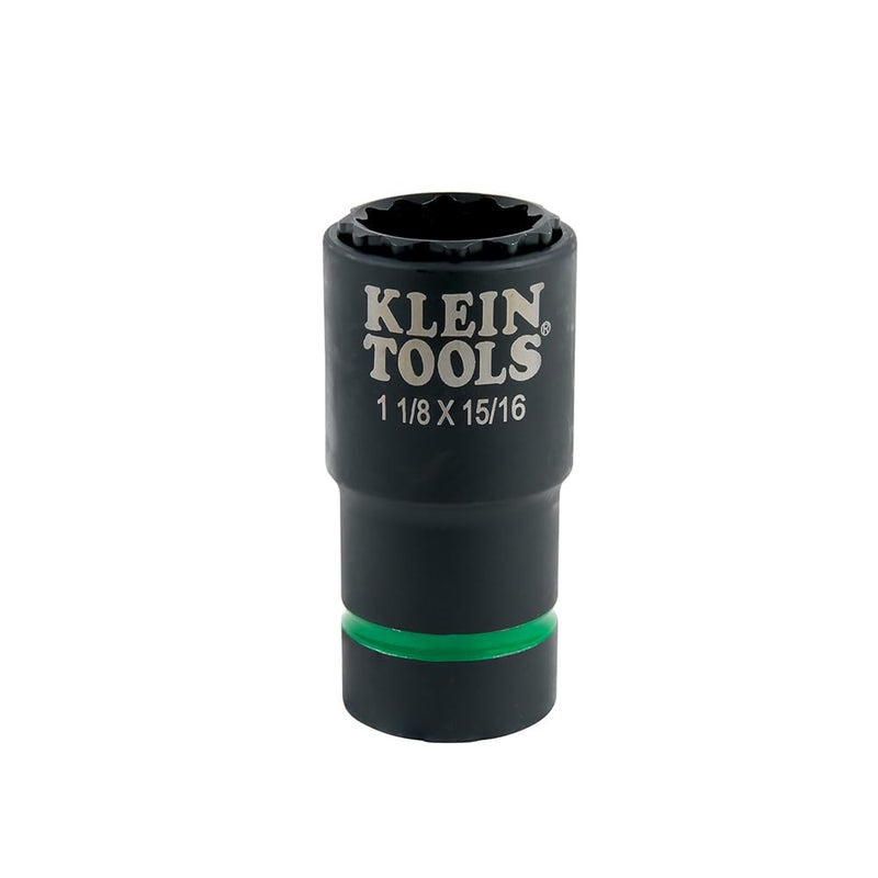 Klein Tools 66016 2in1 Impact Socket with 12Point Deep Sockets Coaxial Spring Loaded in 118 and 1516Inch Sizes - Image 2