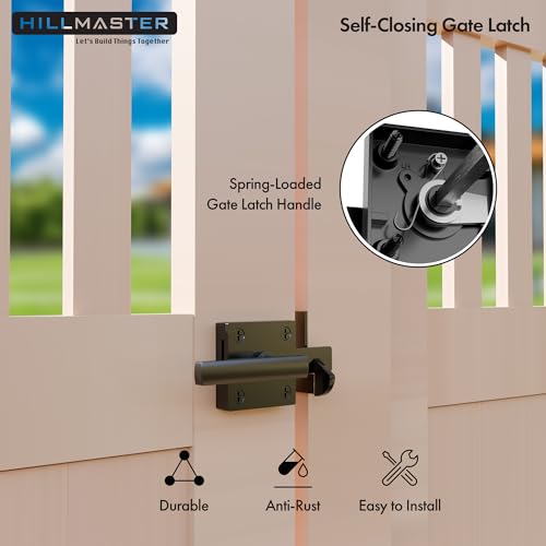 HILLMASTER Double Sided Gate Latch for Wooden Fence,Heavy Duty Swinging Door Latch Two Sided Gate Door Latch for Outdoor Fence,Self Locking Gate Latch Gate Hardware for Wood Gates,Pool,Backyard,Garden - Image 4