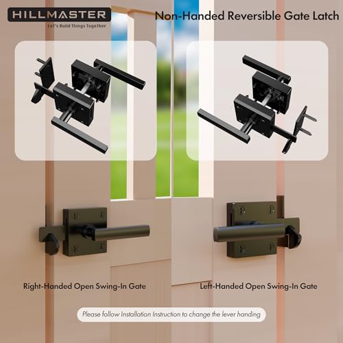 HILLMASTER Double Sided Gate Latch for Wooden Fence,Heavy Duty Swinging Door Latch Two Sided Gate Door Latch for Outdoor Fence,Self Locking Gate Latch Gate Hardware for Wood Gates,Pool,Backyard,Garden - Image 2