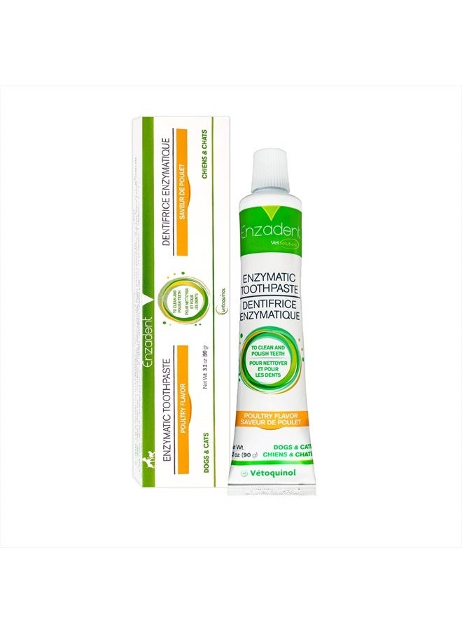 Vetoquinol - Enzadent Enzymatic Toothpaste for Cats & Dogs – 3.2 oz, Poultry Flavor – Triple Enzyme Formula for Healthy Teeth & Gums – Oral Dental Care: Removes Plaque, Polishes Teeth & Freshens Breath - Image 1